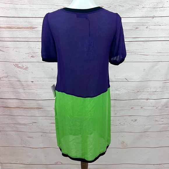 NWT Asos x Louise Gray London UK Sheer Colorblock Mod Fringe Silk Shift Dress - Picture 10 of 16